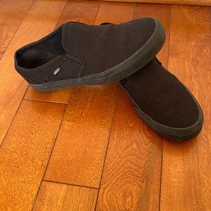 Vans black slip ons
